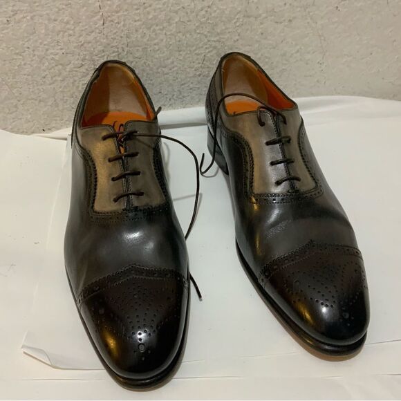 Santoni wingtip  Shoes Goodyear welted features orange leather sole  size 9 main image 6